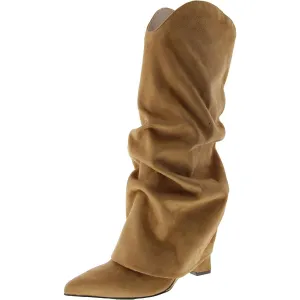 AMAZIN 2 Womens Faux Suede Pointed Toe Knee-High Boots