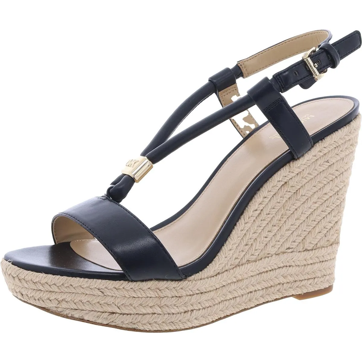 ANNIE WEDGE Womens Faux Leather Round toe Wedge Sandals