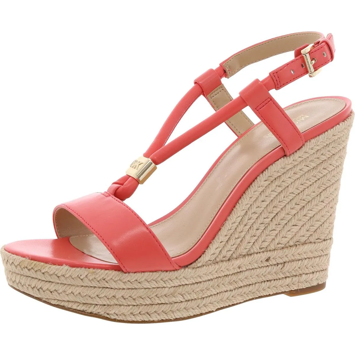 ANNIE WEDGE Womens Faux Leather Round toe Wedge Sandals