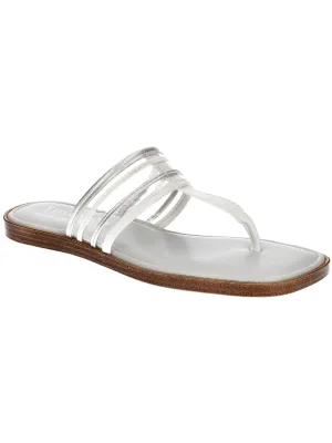 ANTEA Womens Leather Slip On T-Strap Sandals