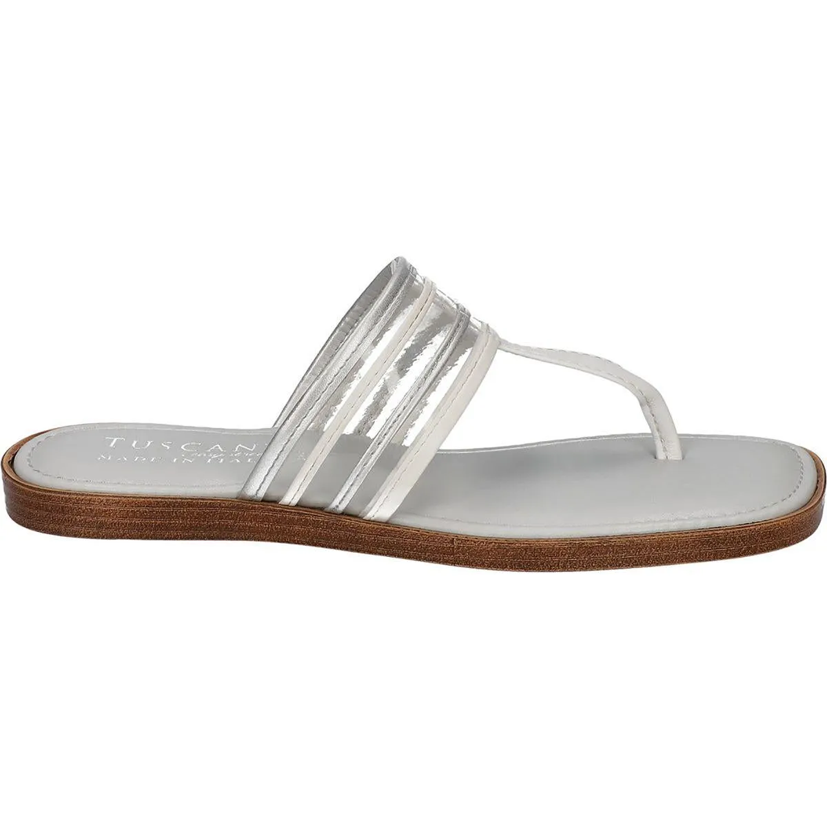 ANTEA Womens Leather Slip On T-Strap Sandals