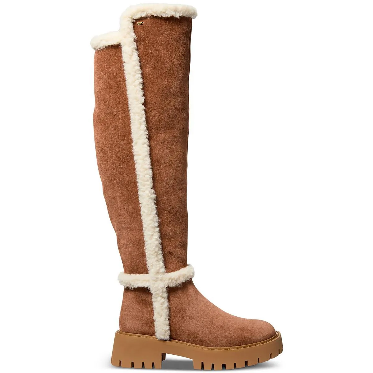 Asher Boot Womens Faux Fur Lined Faux Suede Over-The-Knee Boots