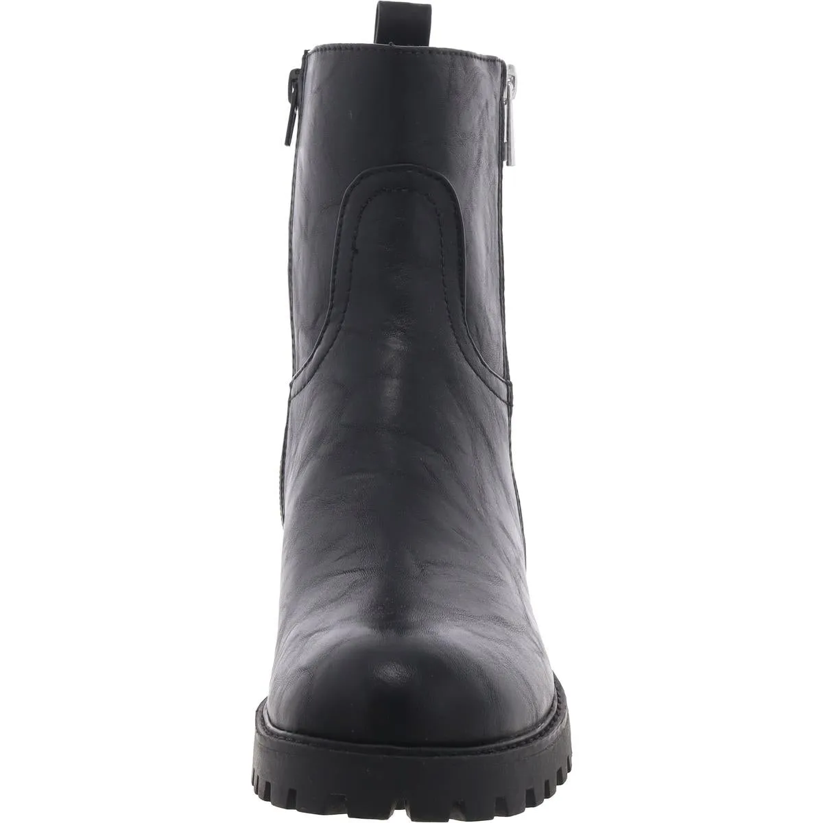 AVIVA Womens Lugged Sole Faux Leather Mid-Calf Boots