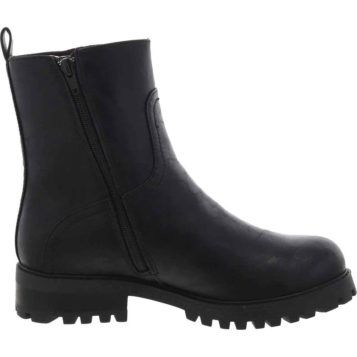 AVIVA Womens Lugged Sole Faux Leather Mid-Calf Boots