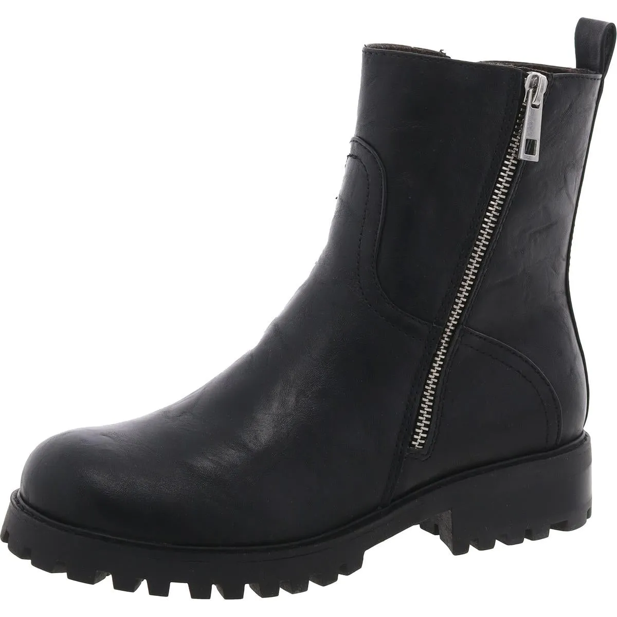AVIVA Womens Lugged Sole Faux Leather Mid-Calf Boots