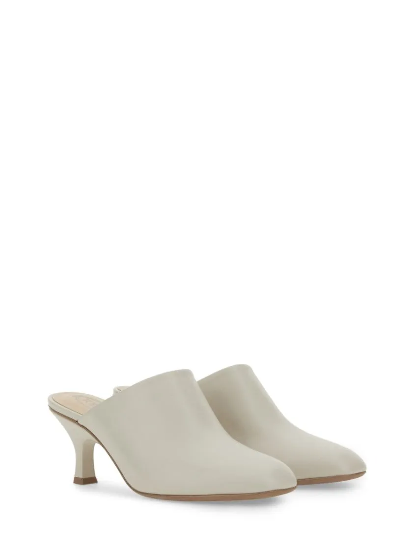 Backless Calfskin Sandals With Sophisticated Heel