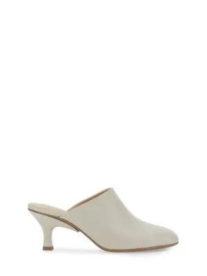 Backless Calfskin Sandals With Sophisticated Heel