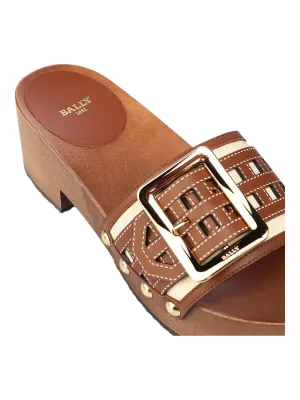 Bally Ellin 6238126 Women's Natural Cotton Wood Buckled Sandals