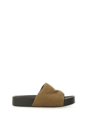 Brown Carbon Fiber Sandals With Design