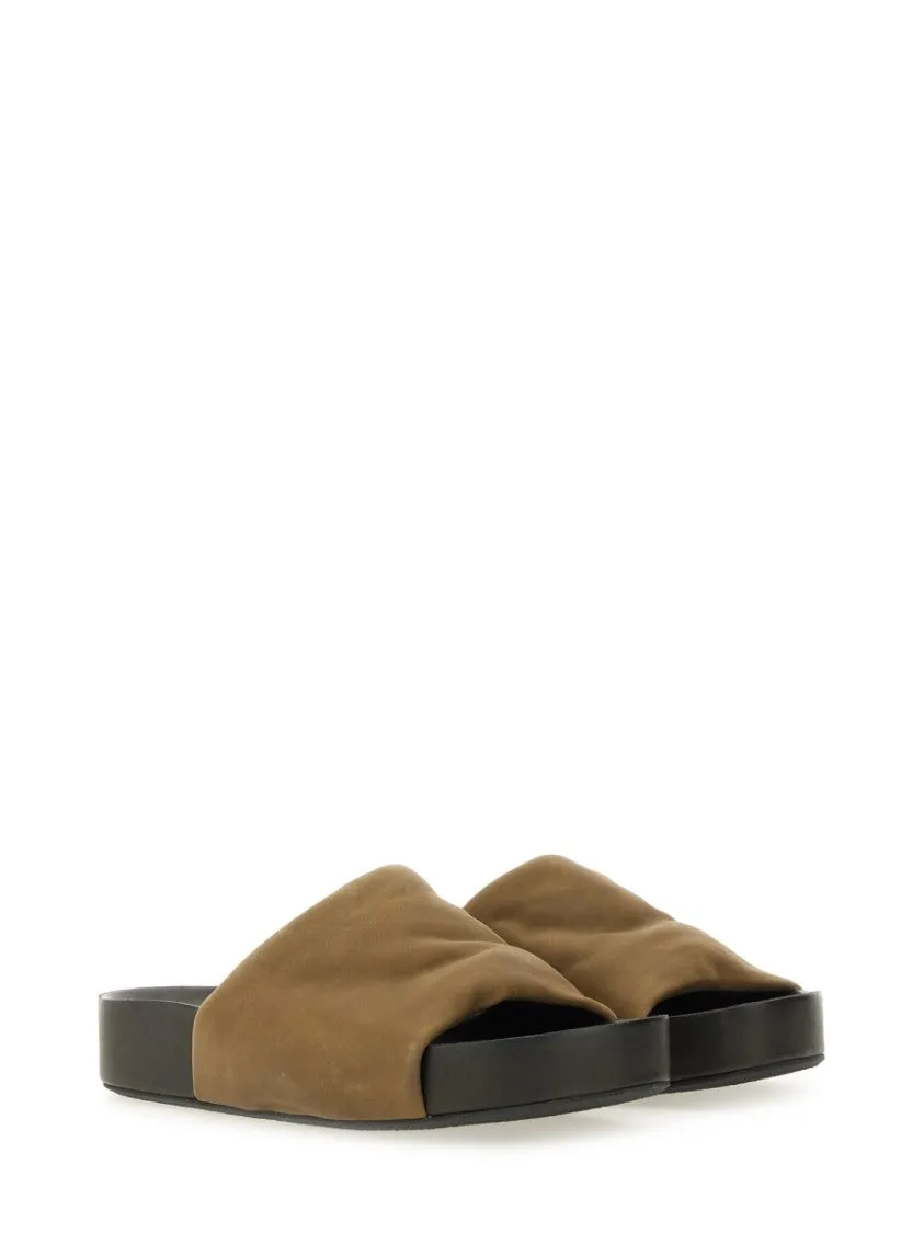 Brown Carbon Fiber Sandals With Design