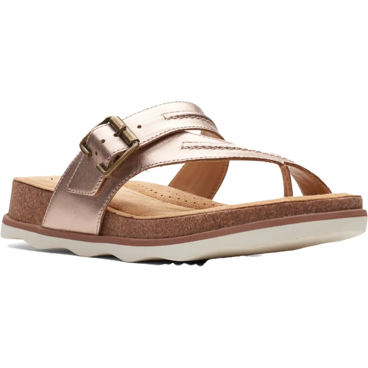 Brynn Madi Womens Leather Strappy Slide Sandals