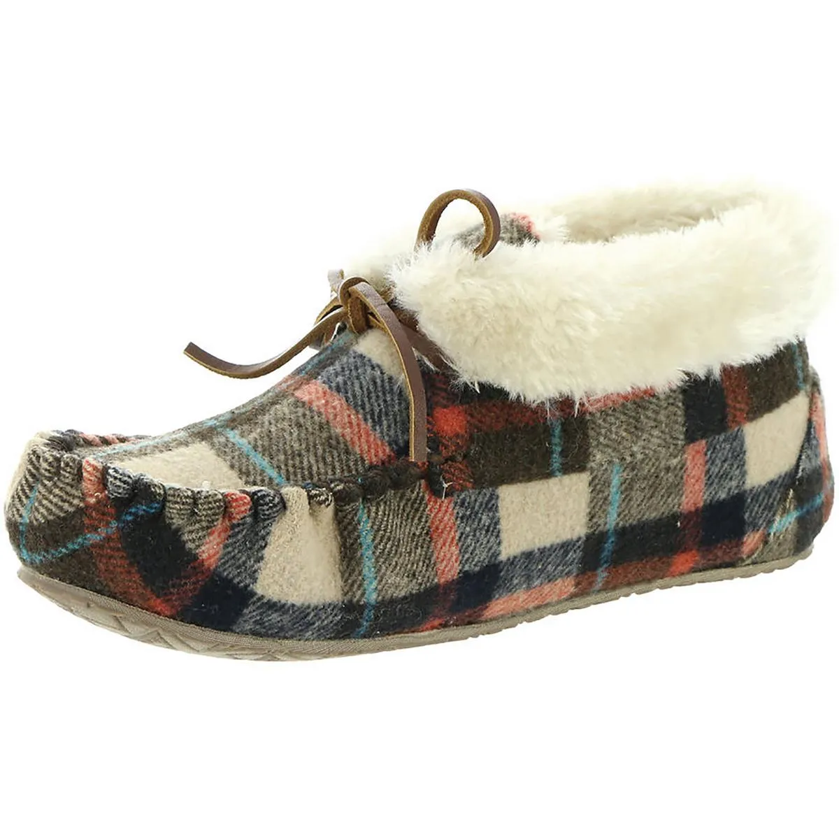 Cabin Bootie Womens Wool Blend Shearling Moccasin Slippers