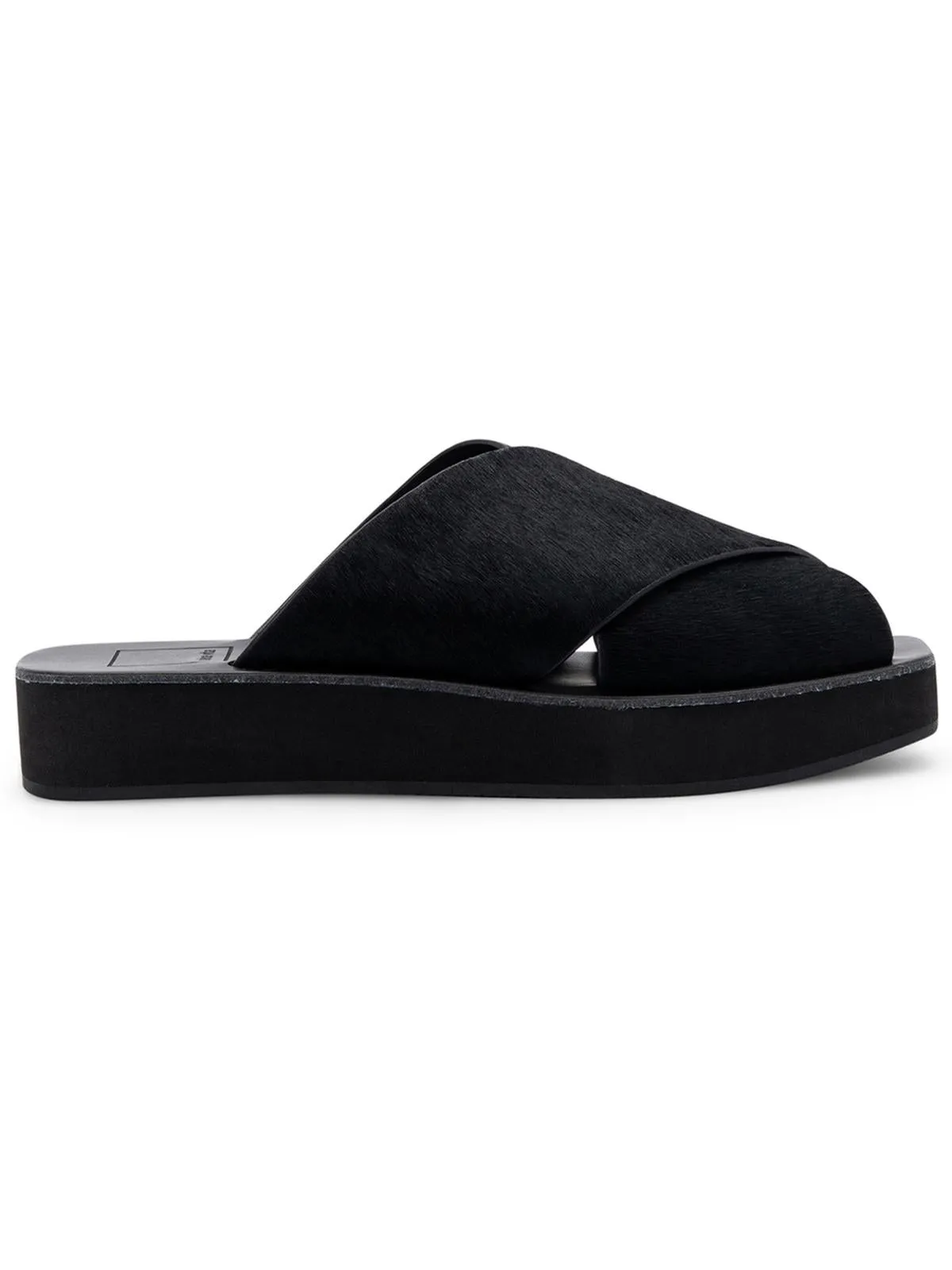 Capri Womens Calf Hair Slide Flatform Sandals