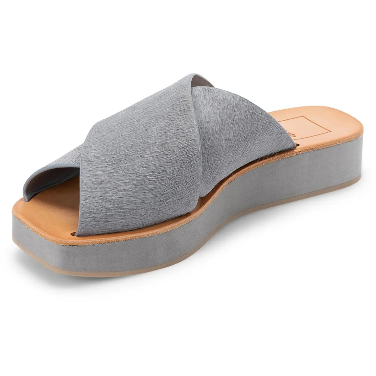 Capri Womens Calf Hair Slide Flatform Sandals