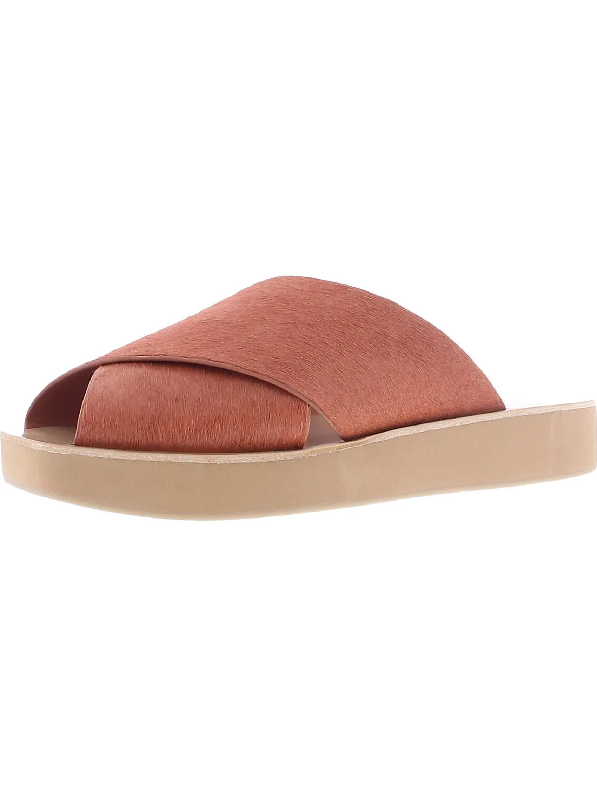 Capri Womens Calf Hair Slide Flatform Sandals