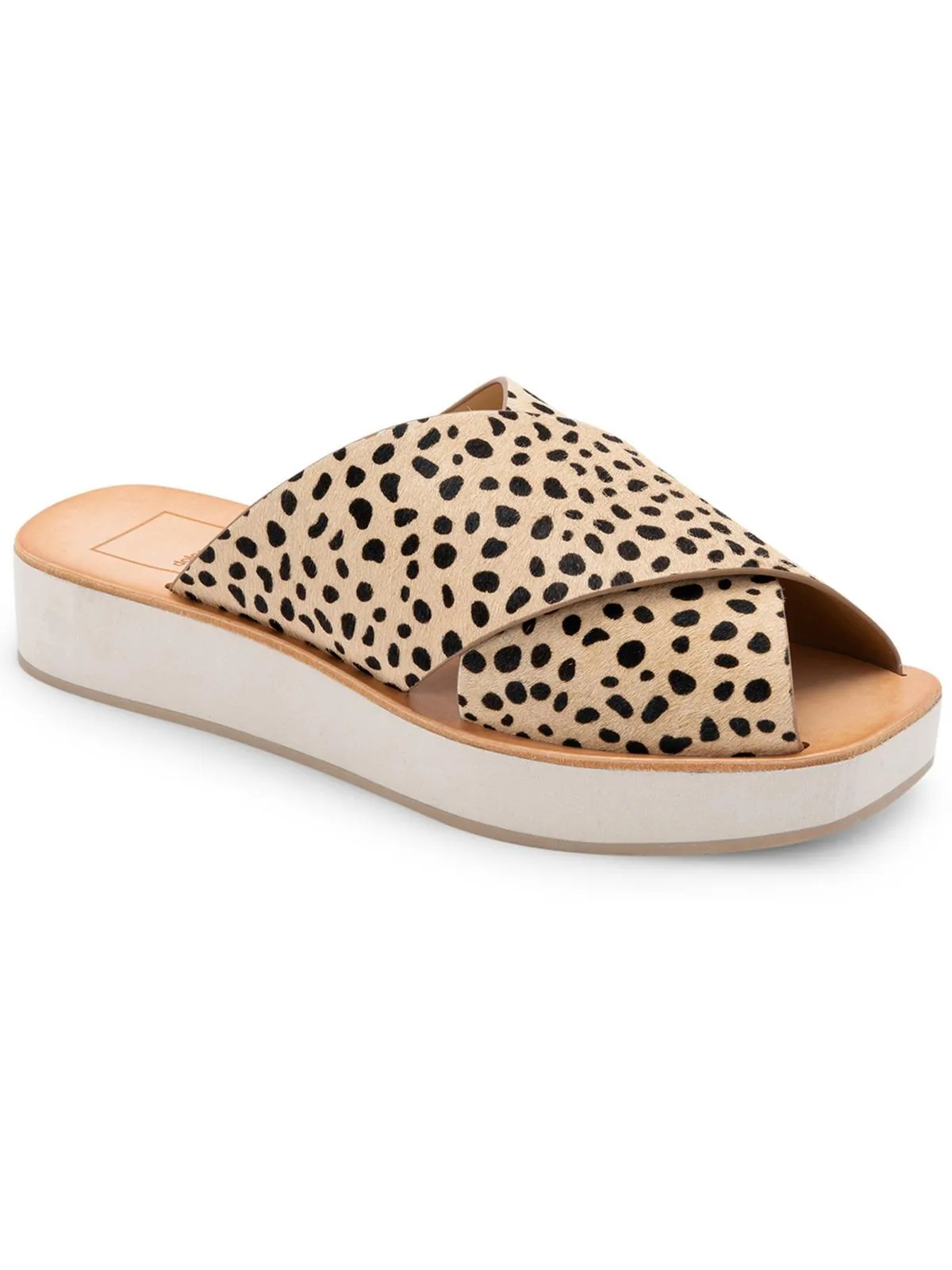 Capri Womens Calf Hair Slide Flatform Sandals
