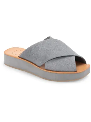 Capri Womens Calf Hair Slide Flatform Sandals