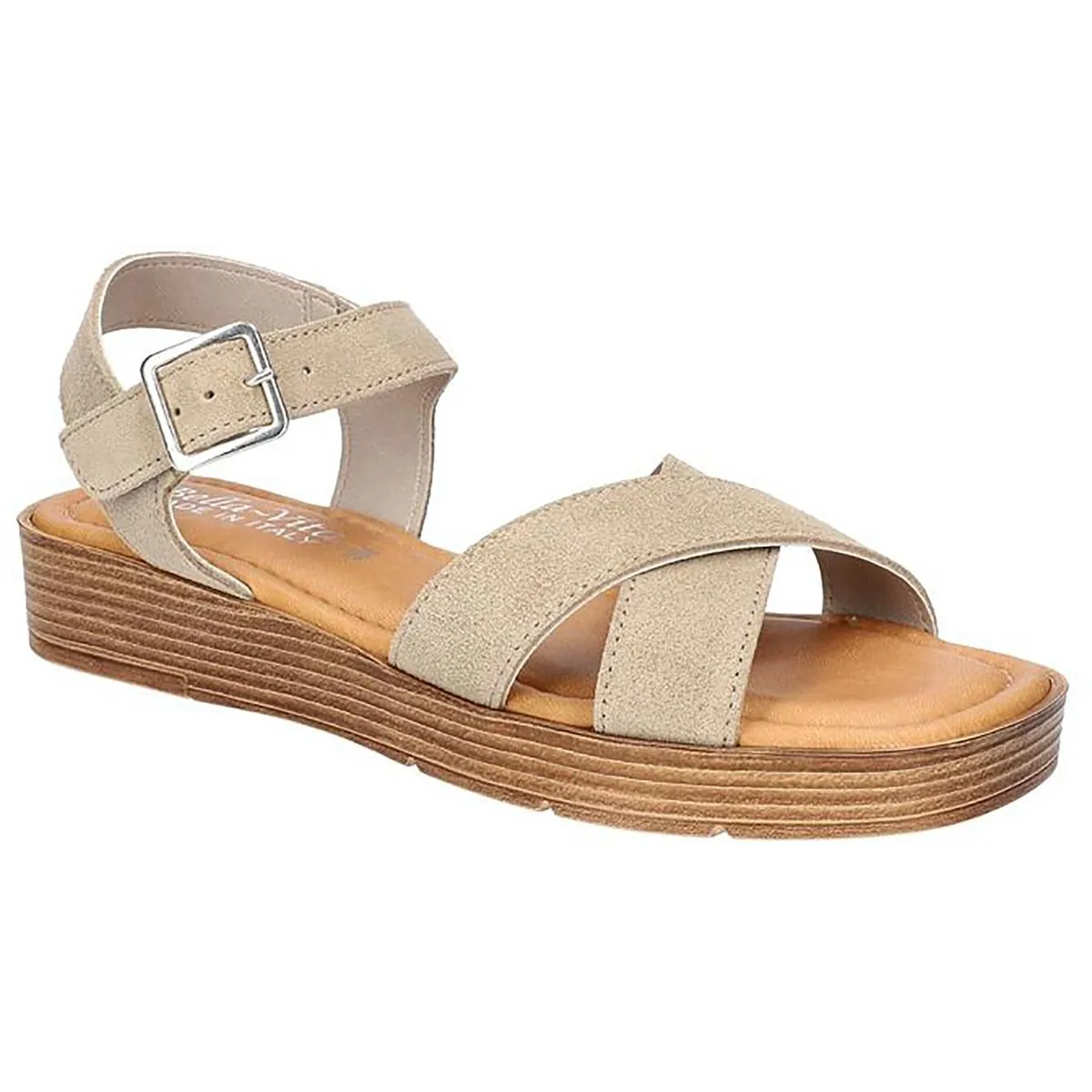 Car-Italy Womens Leather Wedge Platform Sandals