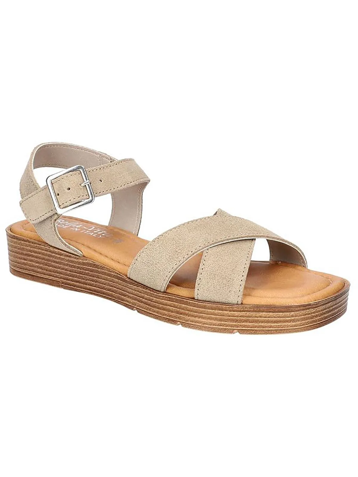 Car-Italy Womens Leather Wedge Platform Sandals