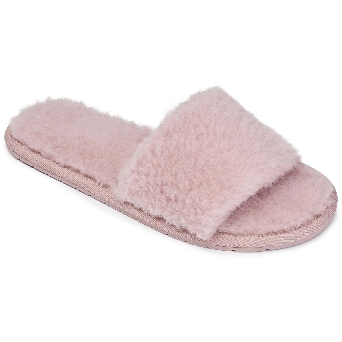 Carmen Womens Faux Shearling Wool Blend Slide Slippers
