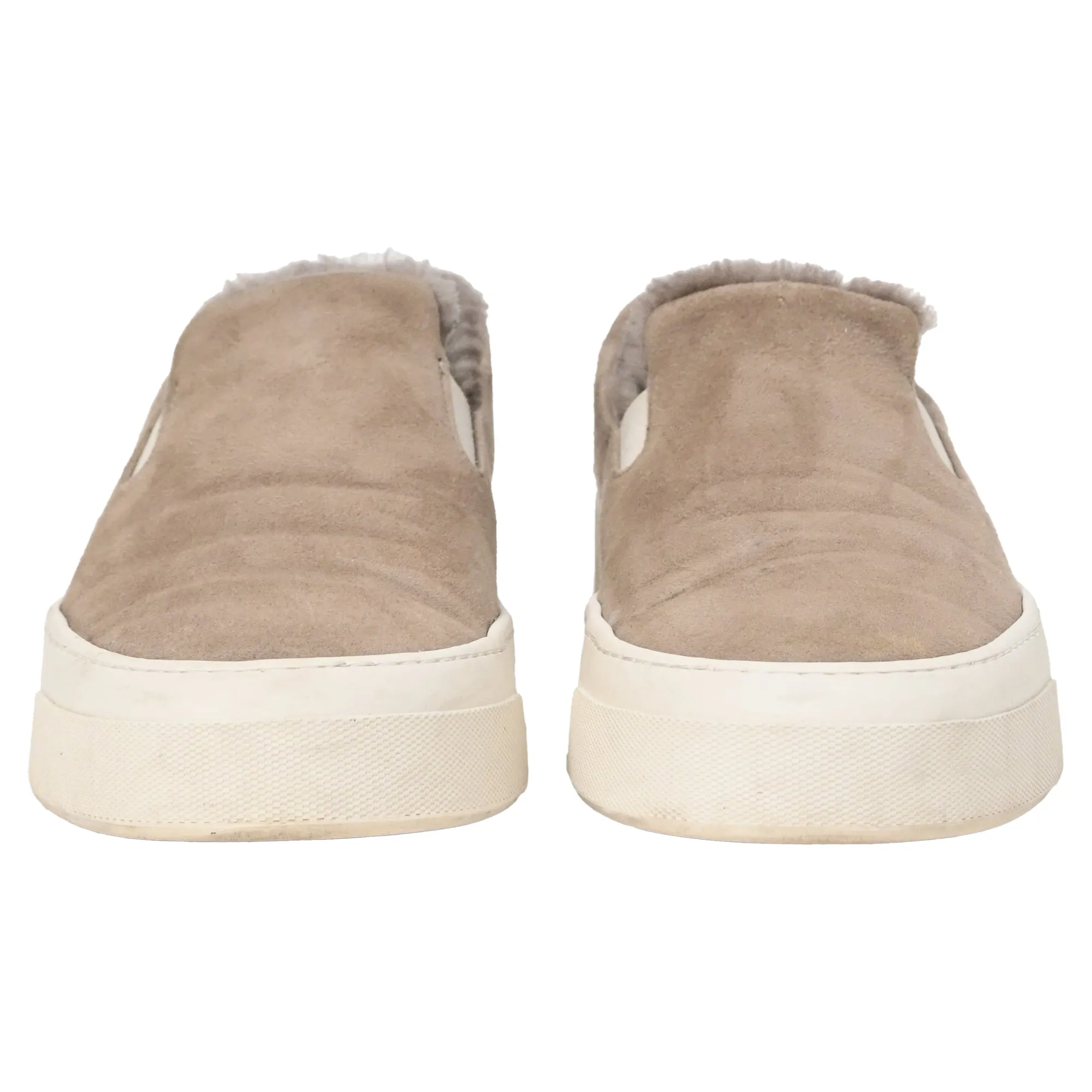 Common Projects 35mm Slip On Sneakers with Shearling in Brown Suede