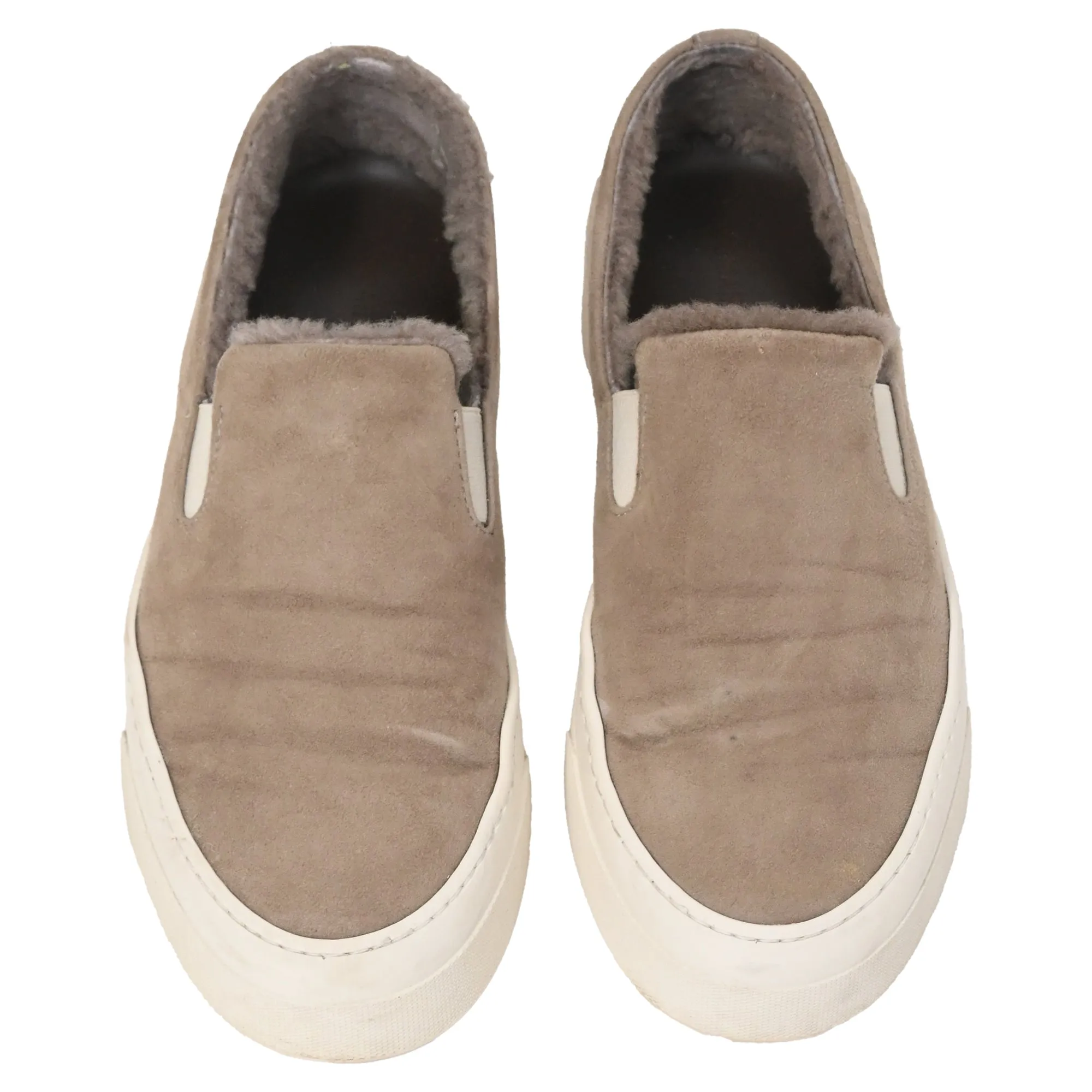 Common Projects 35mm Slip On Sneakers with Shearling in Brown Suede