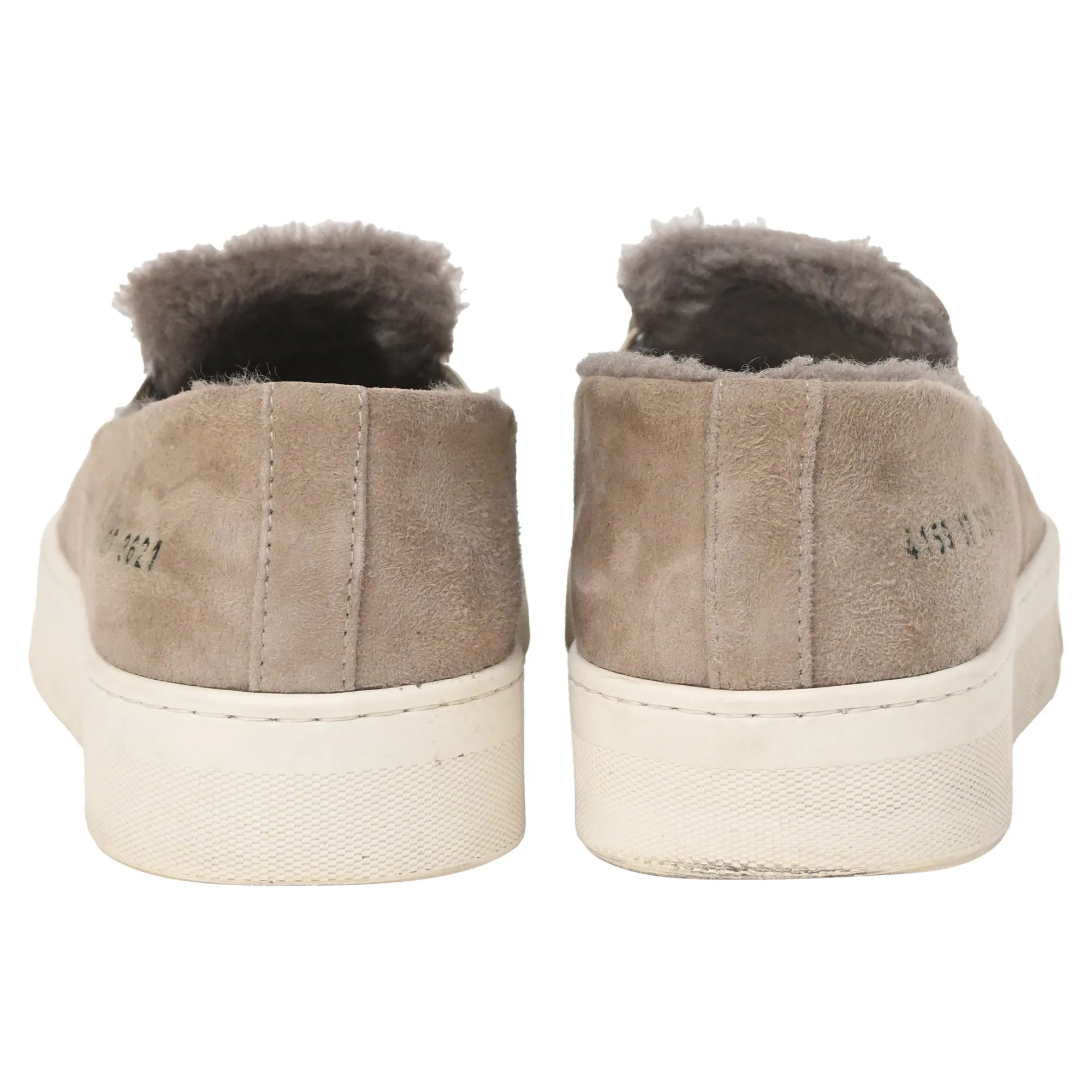 Common Projects 35mm Slip On Sneakers with Shearling in Brown Suede