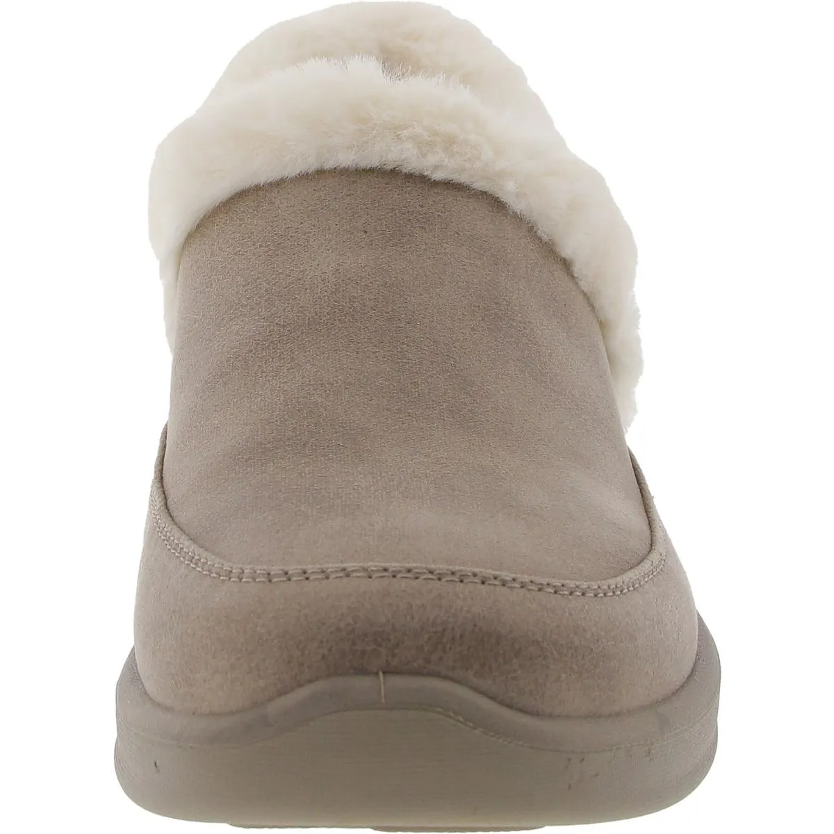 COZY ESCAPE Womens Faux Fur Lined Faux Leather Loafer Slippers
