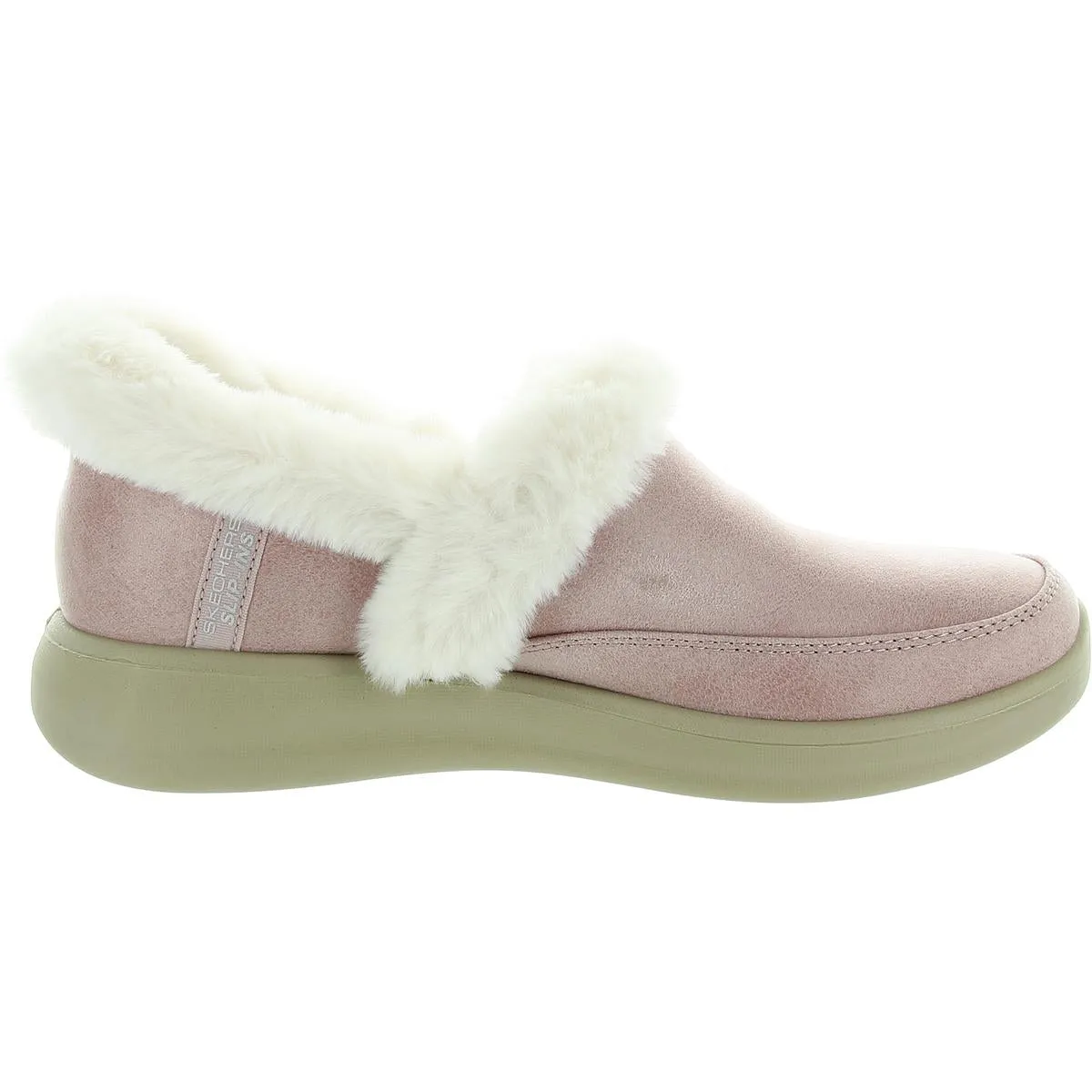 COZY ESCAPE Womens Faux Fur Lined Faux Leather Loafer Slippers