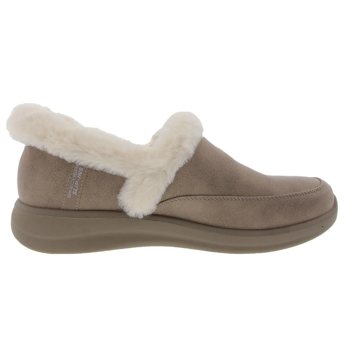 COZY ESCAPE Womens Faux Fur Lined Faux Leather Loafer Slippers