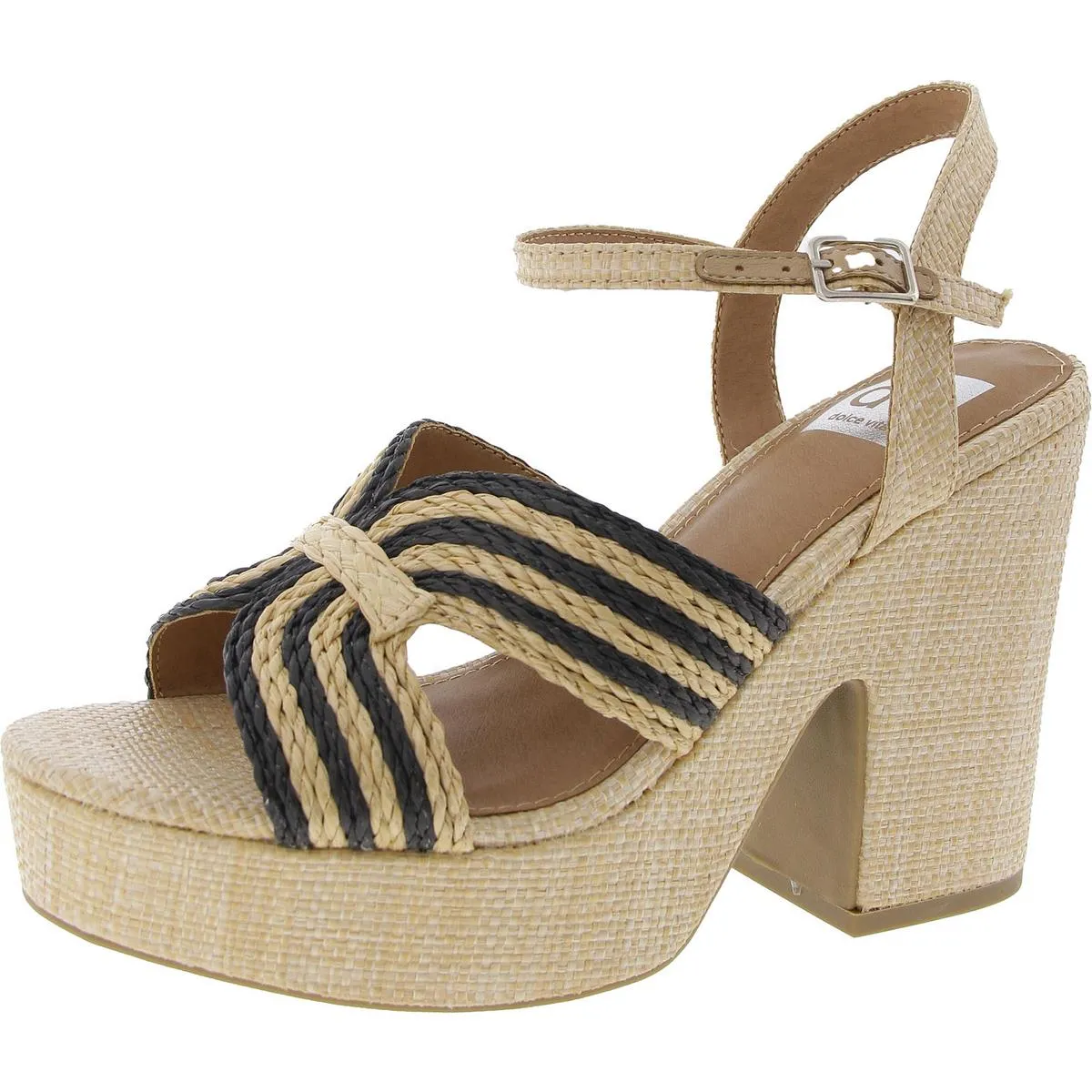 Currant Womens Woven Ankle Strap Block Heel