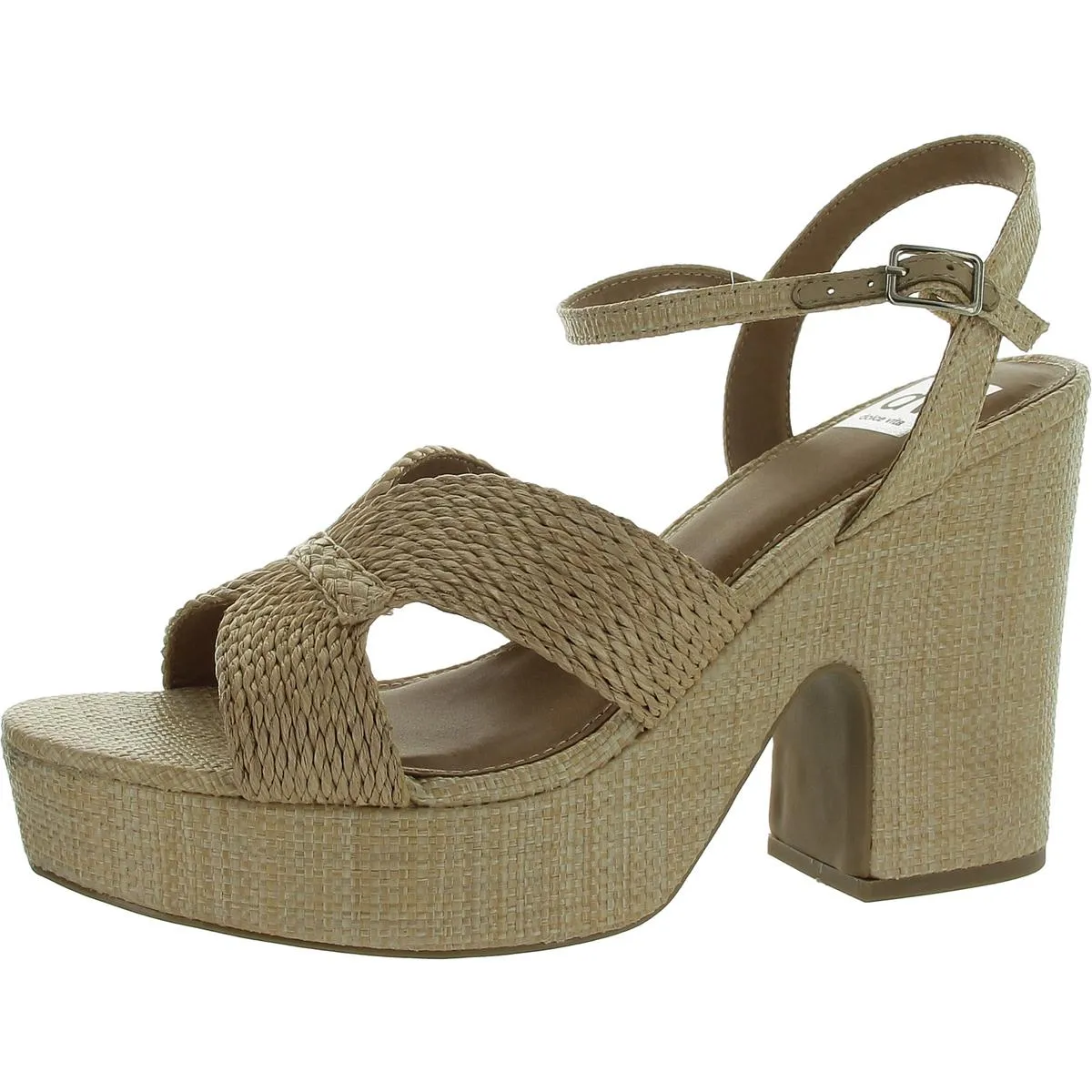 Currant Womens Woven Ankle Strap Block Heel