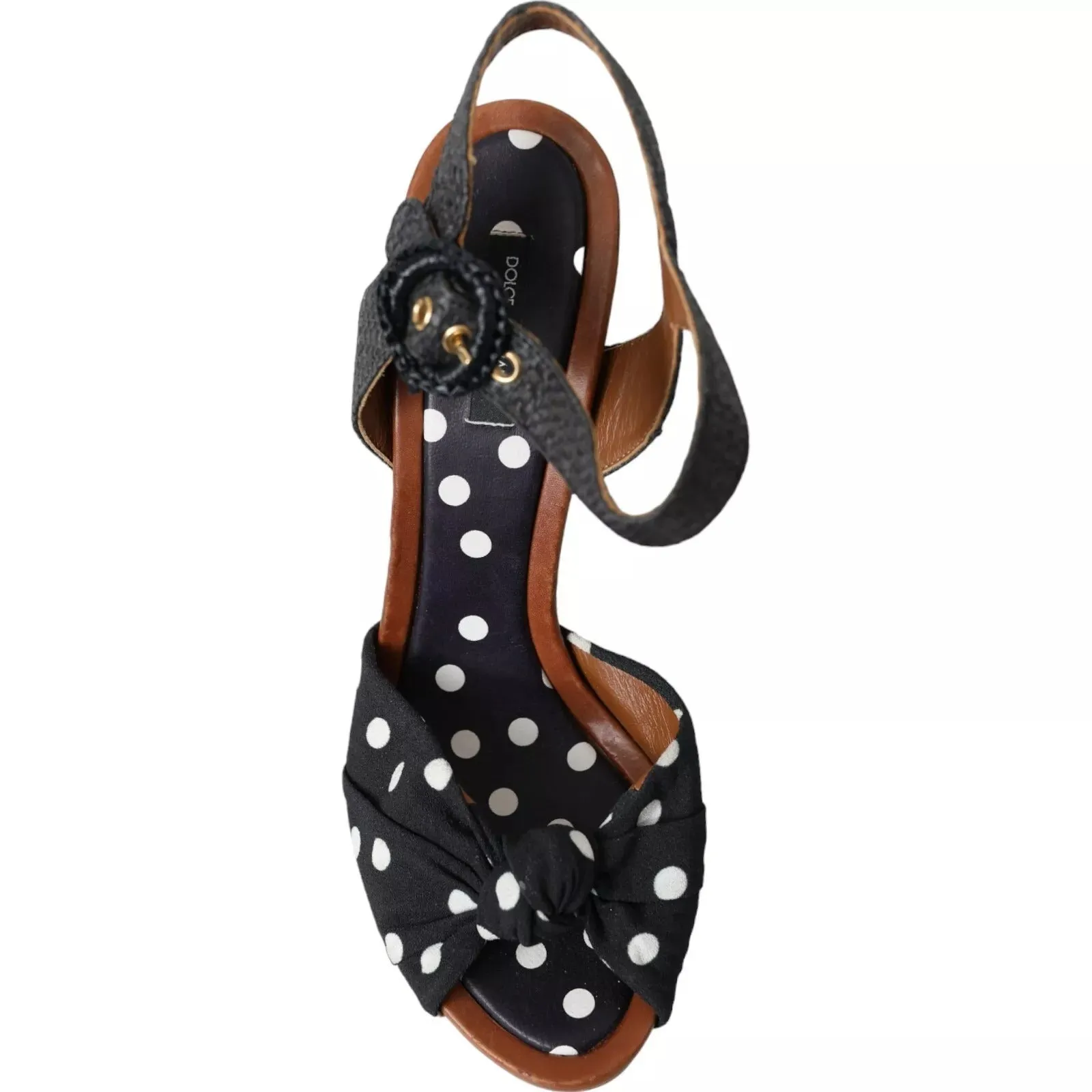 Dolce & Gabbana Polka Dot Leather Heels Sandals Women's Shoes (Pre-Owned)