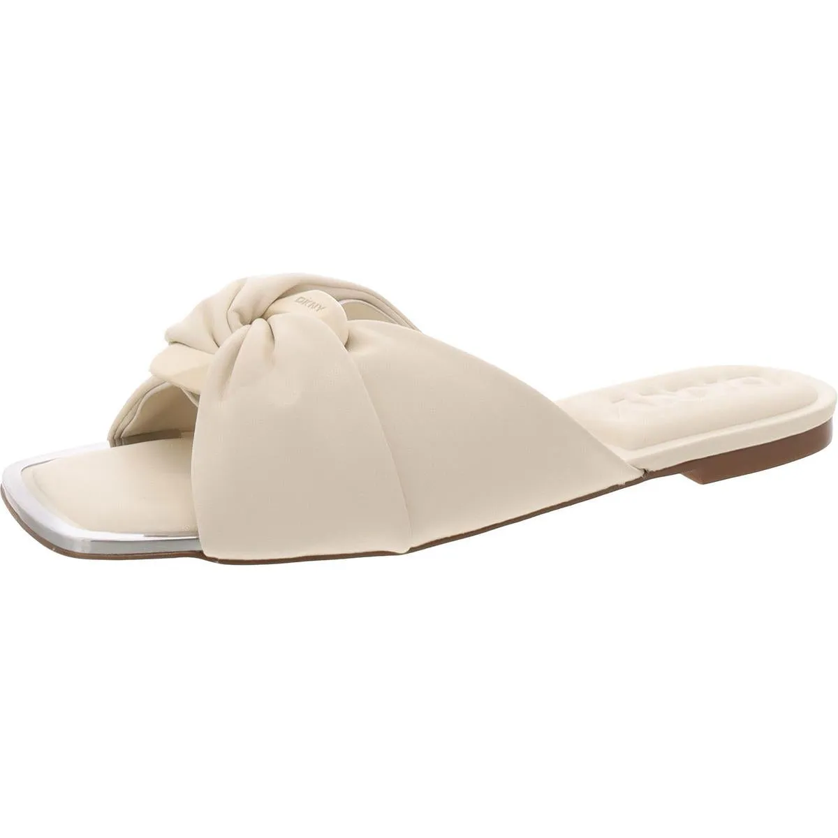 Doretta Womens Faux Leather Square Toe Slide Sandals