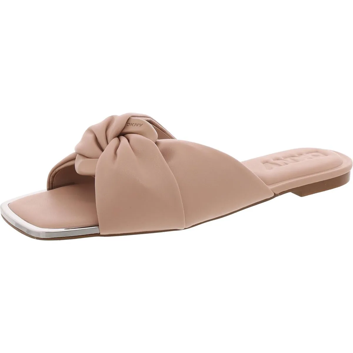 Doretta Womens Faux Leather Square Toe Slide Sandals