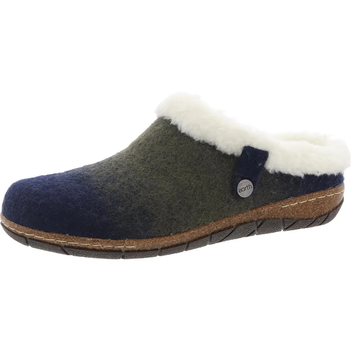 Elena Womens Solid Faux Fur Slide Slippers