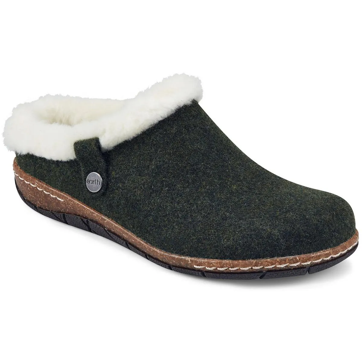 Elena Womens Solid Faux Fur Slide Slippers