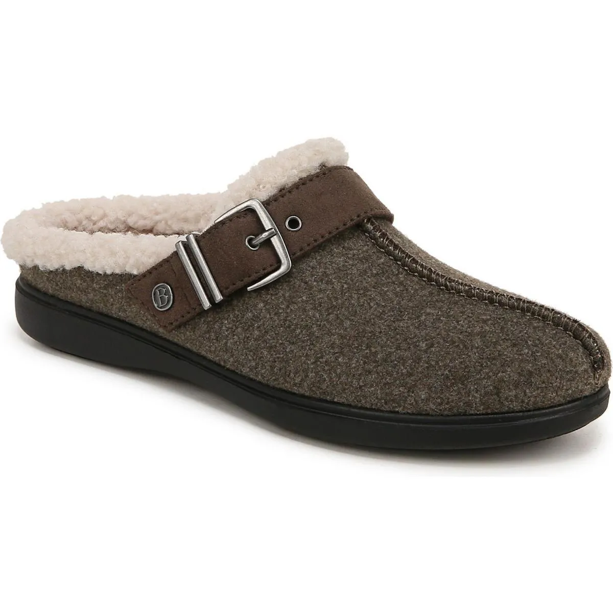 Eternity Womens Buckle Faux Fur Slide Slippers