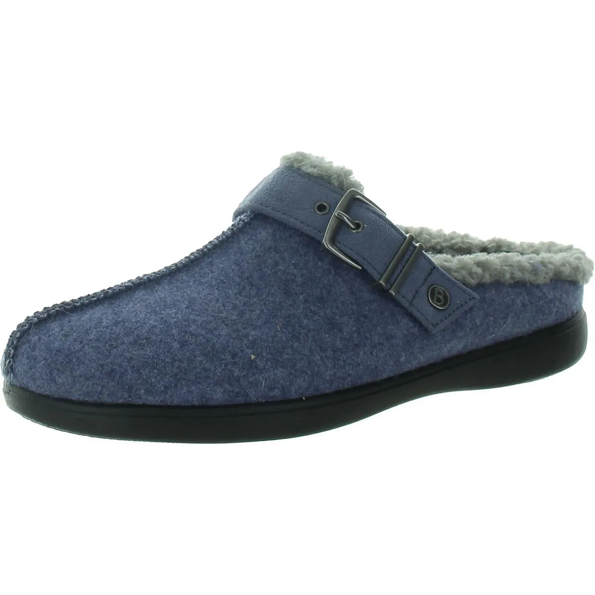 Eternity Womens Buckle Faux Fur Slide Slippers