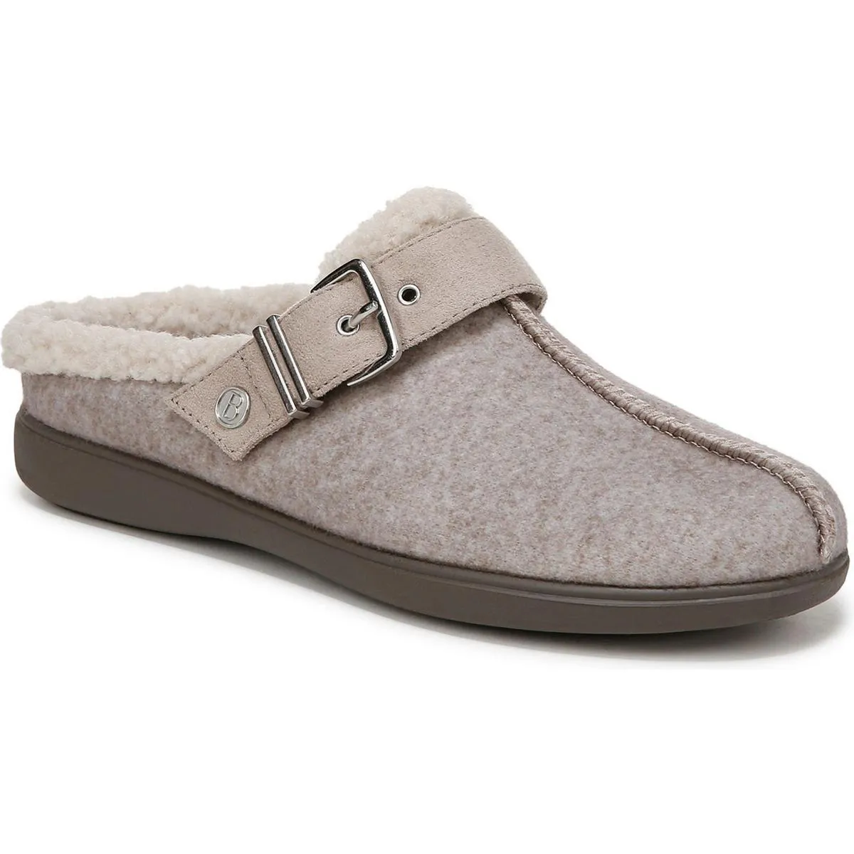 Eternity Womens Buckle Faux Fur Slide Slippers