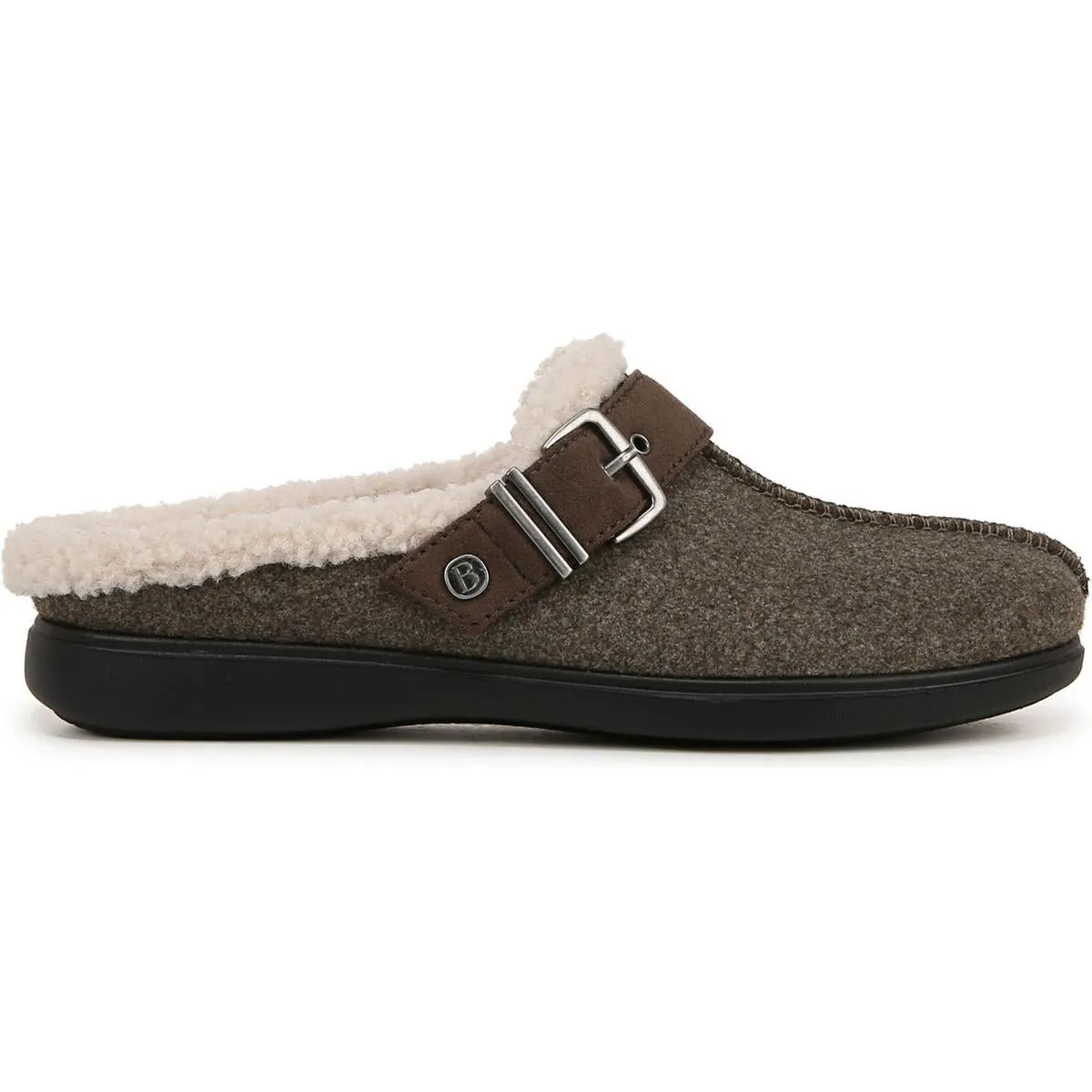 Eternity Womens Buckle Faux Fur Slide Slippers