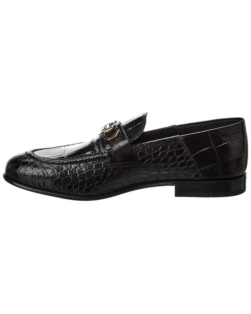 Ferragamo Ottone Croc-Embossed Leather Loafer