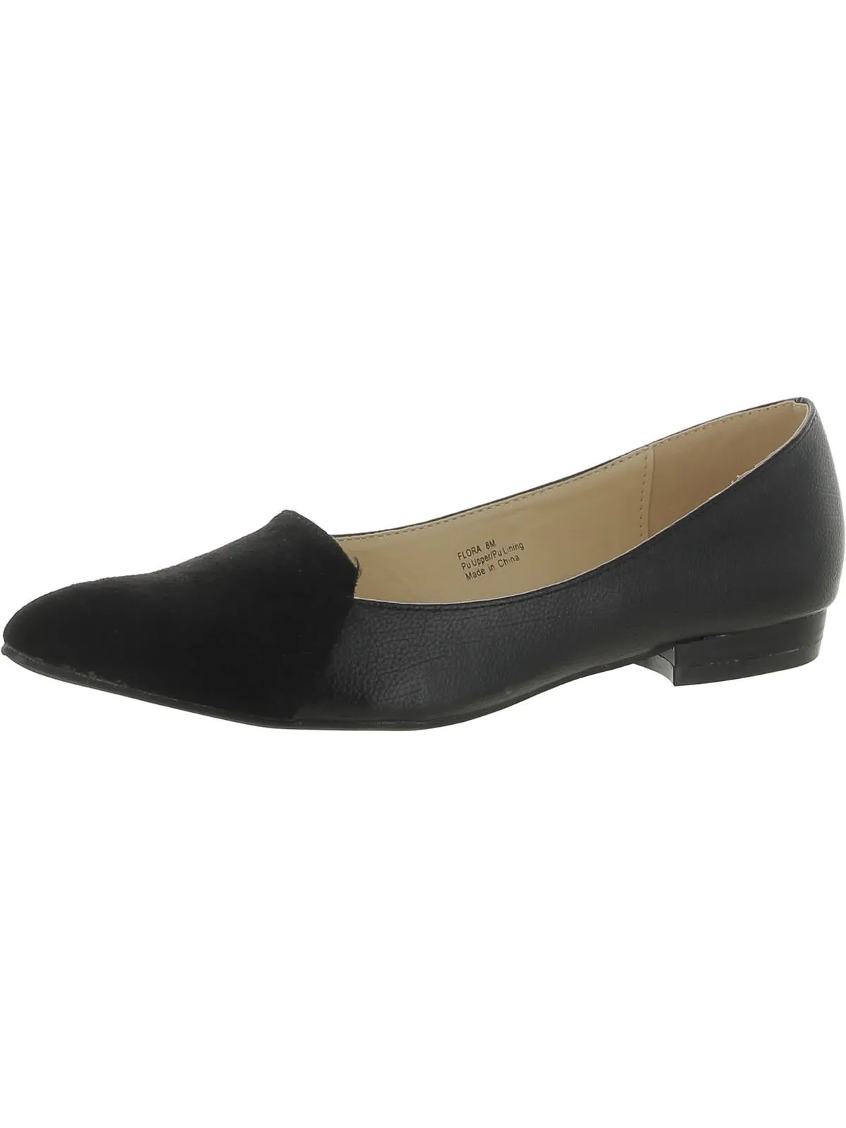 Flora Womens Faux Leather Pointed Toe Loafers