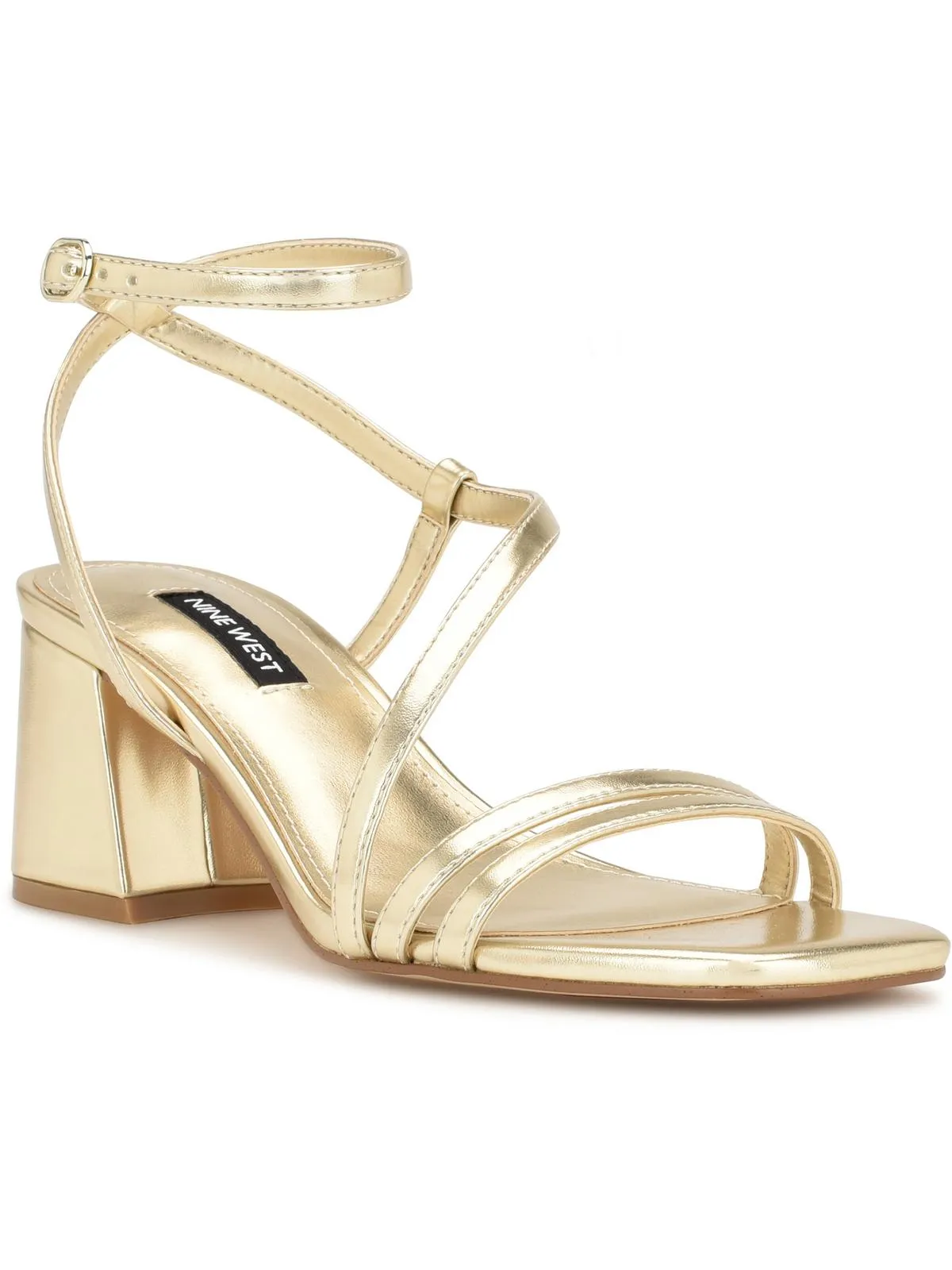 Georga Womens Faux Leather Ankle Strap Block Heel