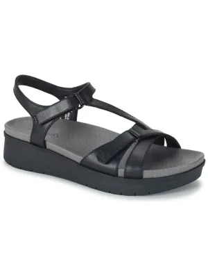 Gidget Womens Faux Leather Round Toe Flatform Sandals