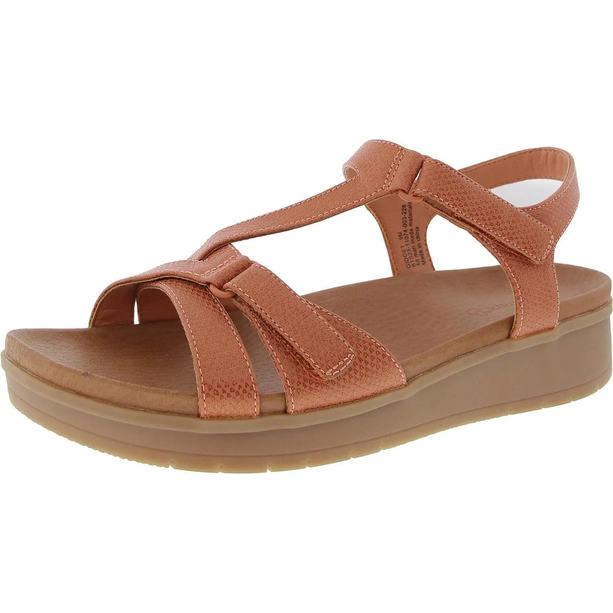 Gidget Womens Faux Leather Round Toe Flatform Sandals