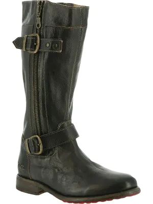 Gogo  Womens Leather Buckle Mid-Calf Boots