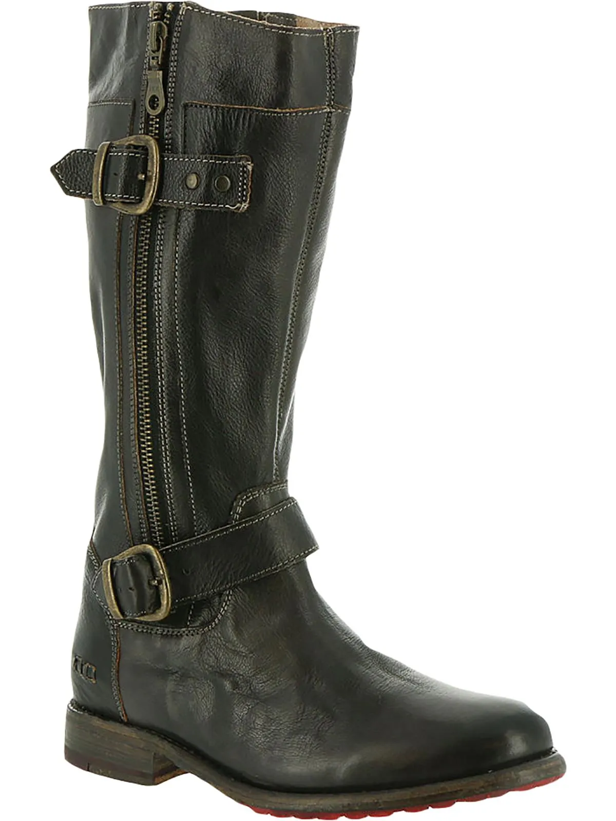 Gogo  Womens Leather Buckle Mid-Calf Boots