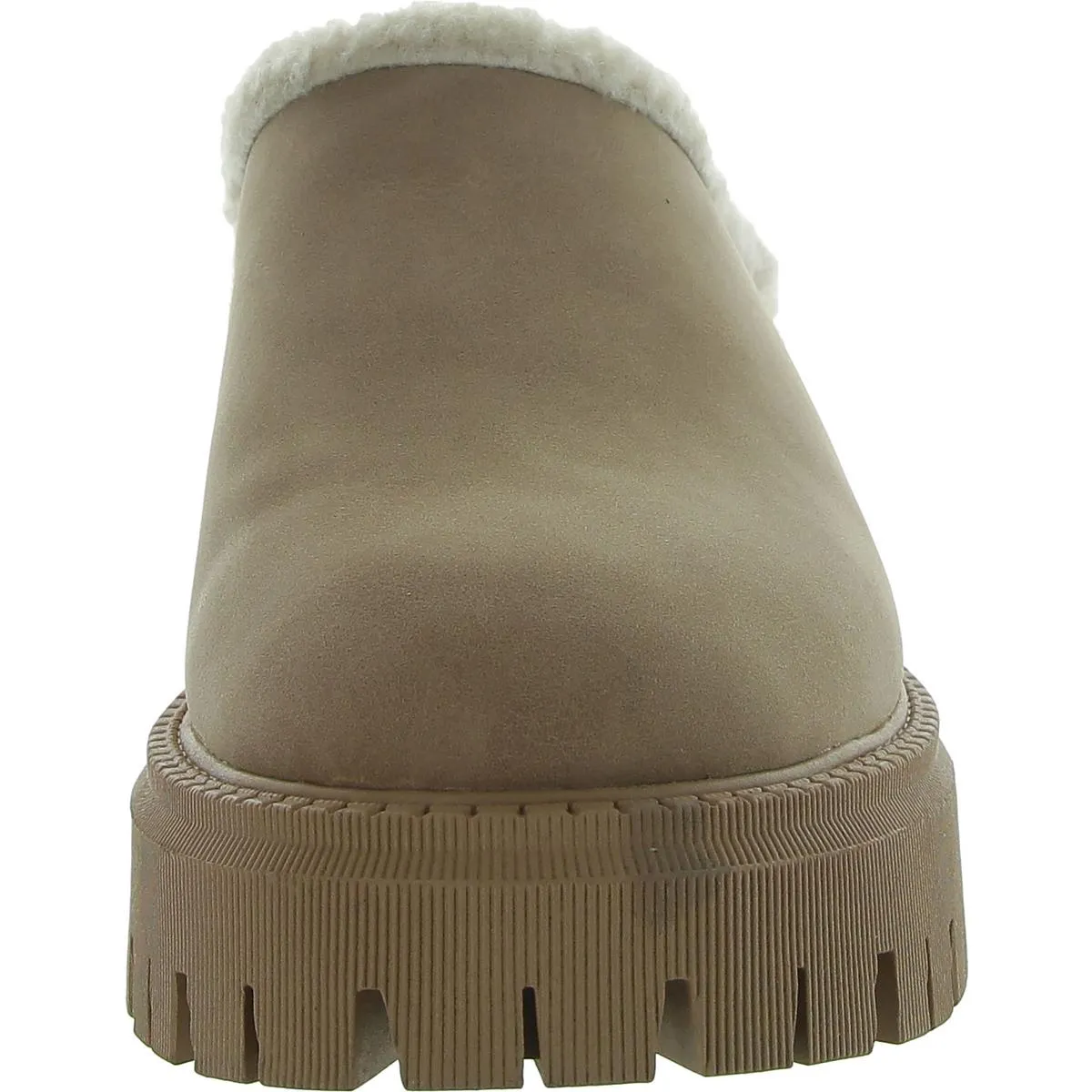Gracelyn Womens Faux Leather Platform Loafer Slippers