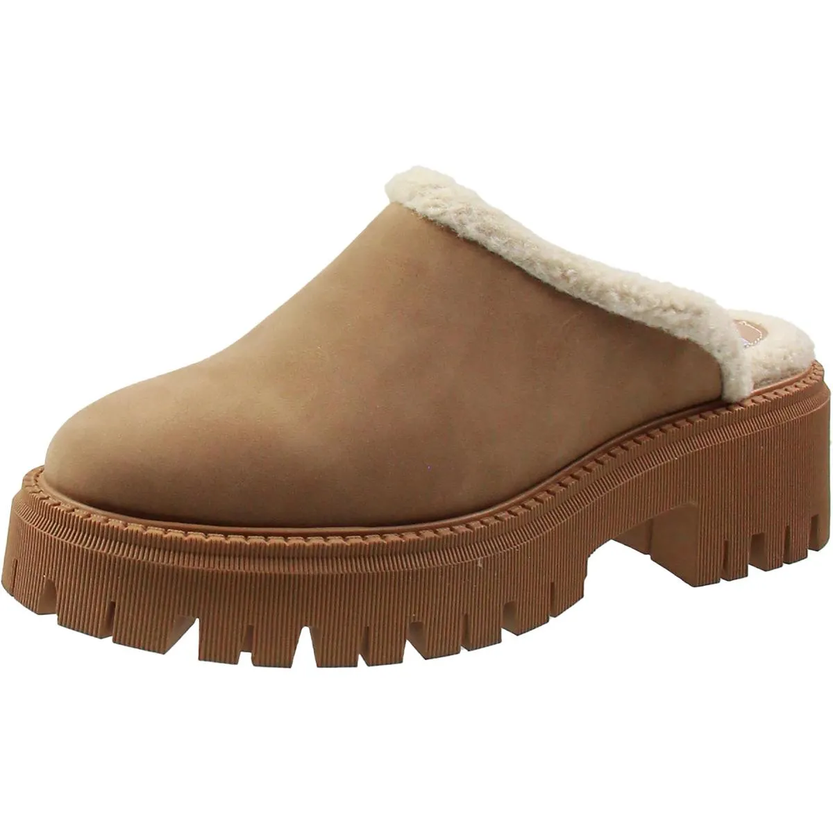 Gracelyn Womens Faux Leather Platform Loafer Slippers